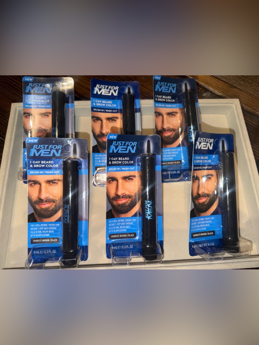 NEW Just For Men 1-Day Beard and Brow Color Darkest Brown/Black